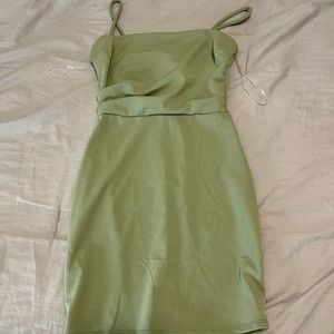 sage green mini dress